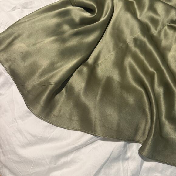 Reformation Yesenia Chain Halter Silk Formal Maxi Dress Artichoke Green - Picture 4 of 6